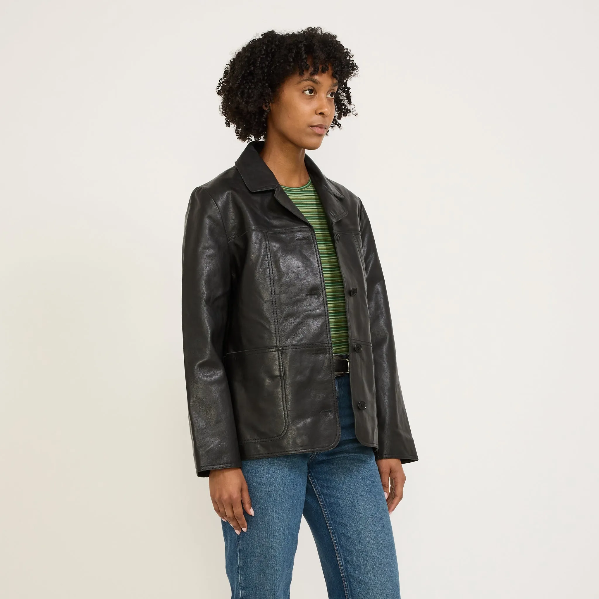 Saga Leather Blazer Black