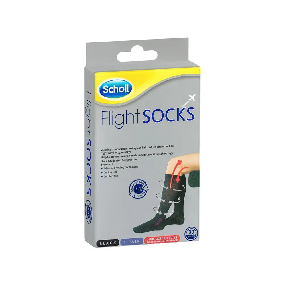 Scholl Flight Socks Black M6-9 1 pair