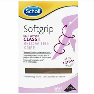 Scholl Softgrip Stockings: Class 1: Below Knee: Closed Toe - Natural - Medium