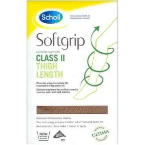 Scholl Softgrip Ultima Class II Thigh Length Closed Toe Stockings Natural Large