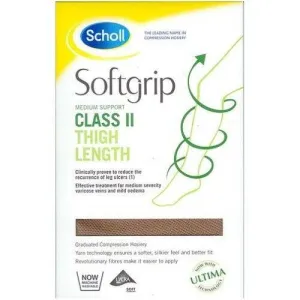 Scholl Softgrip Ultima Class II Thigh Length Closed Toe Stockings Natural XL