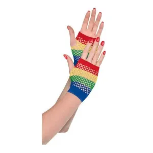 Short Fishnet Gloves Rainbow