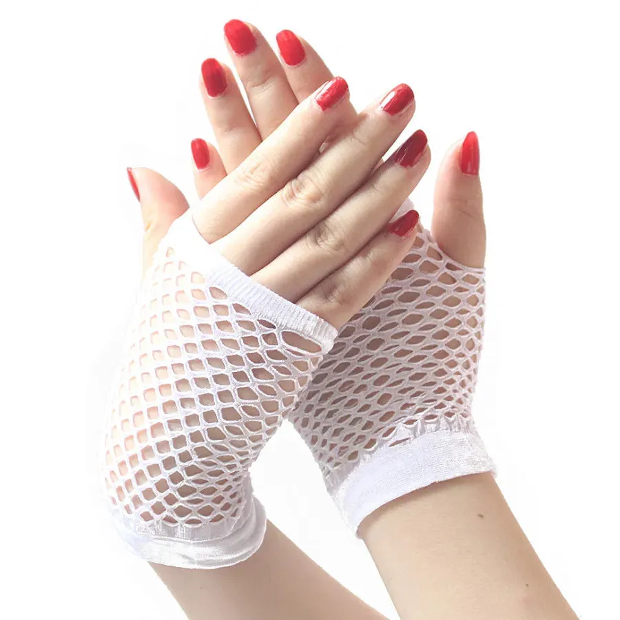Short Fishnet Net Gloves Fingerless Mesh Gloves Punk Rock Fancy Night