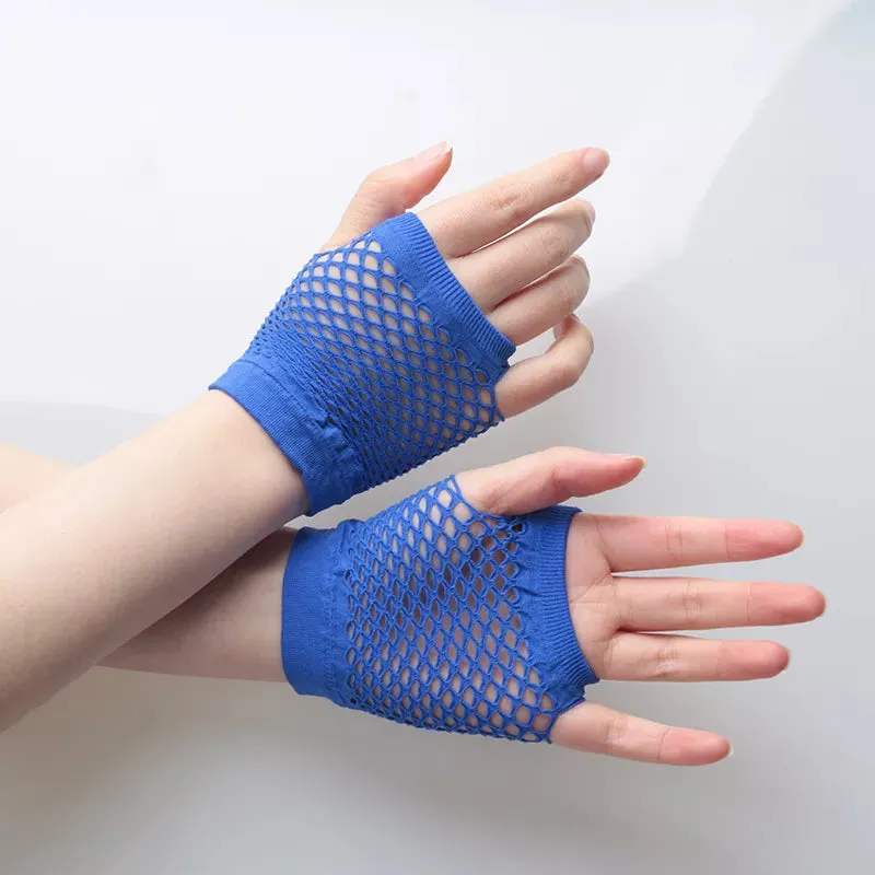 Short Fishnet Net Gloves Fingerless Mesh Gloves Punk Rock Fancy Night