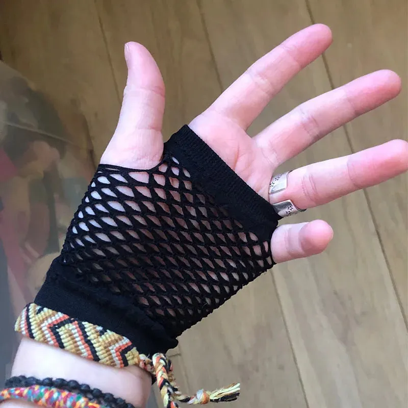 Short Fishnet Net Gloves Fingerless Mesh Gloves Punk Rock Fancy Night
