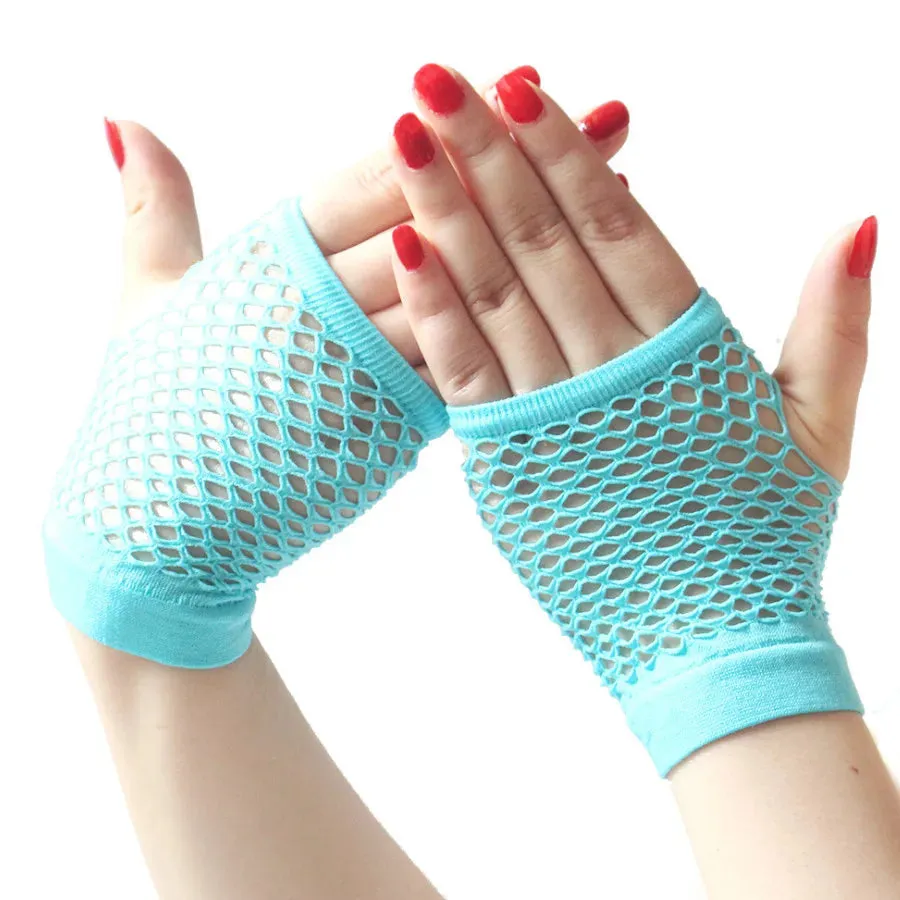 Short Fishnet Net Gloves Fingerless Mesh Gloves Punk Rock Fancy Night