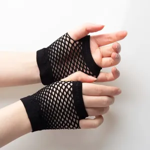 Short Fishnet Net Gloves Fingerless Mesh Gloves Punk Rock Fancy Night