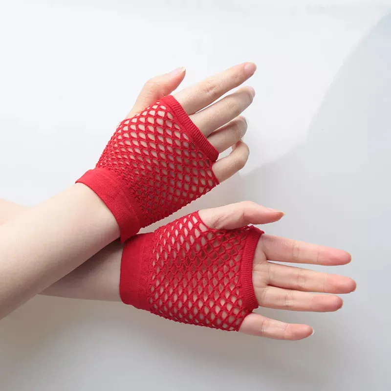 Short Fishnet Net Gloves Fingerless Mesh Gloves Punk Rock Fancy Night