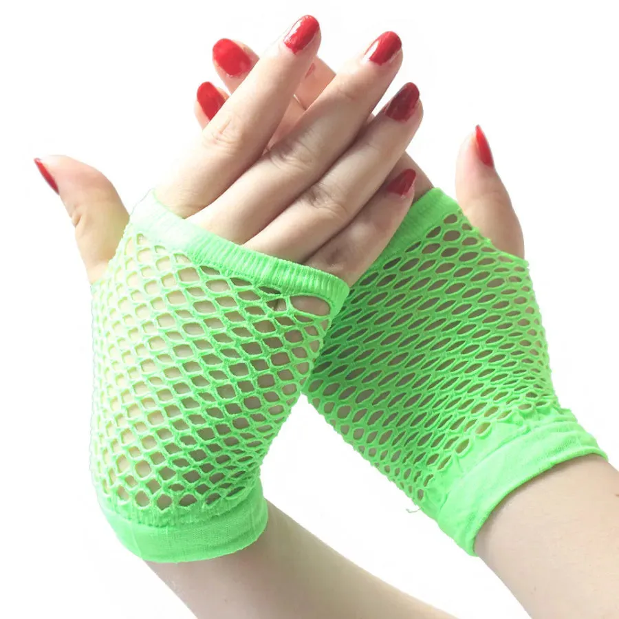 Short Fishnet Net Gloves Fingerless Mesh Gloves Punk Rock Fancy Night