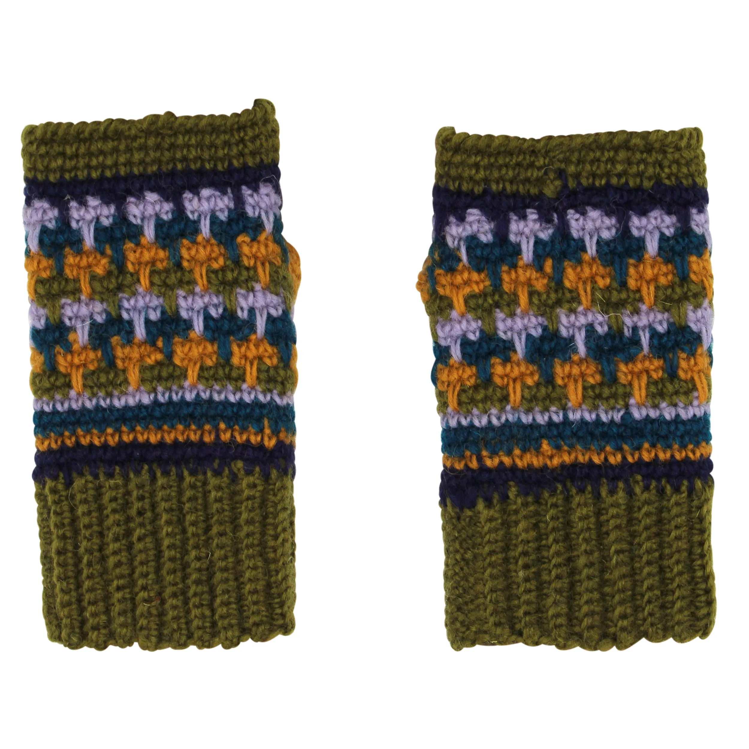 Short Multi Color Fingerless Gloves