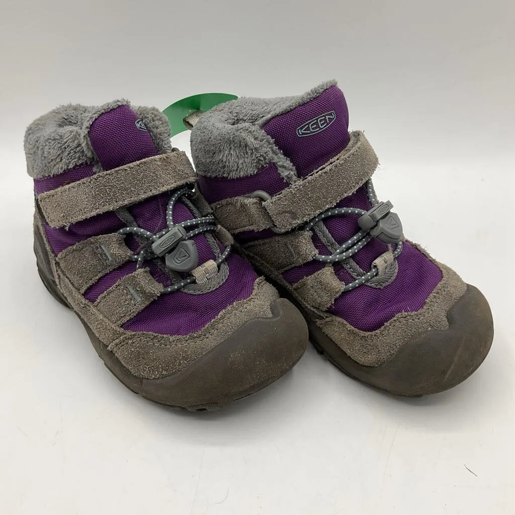 Size 10: Keen Grey/Purple Insulated Toggle/Velcro Strap Hiking Boots