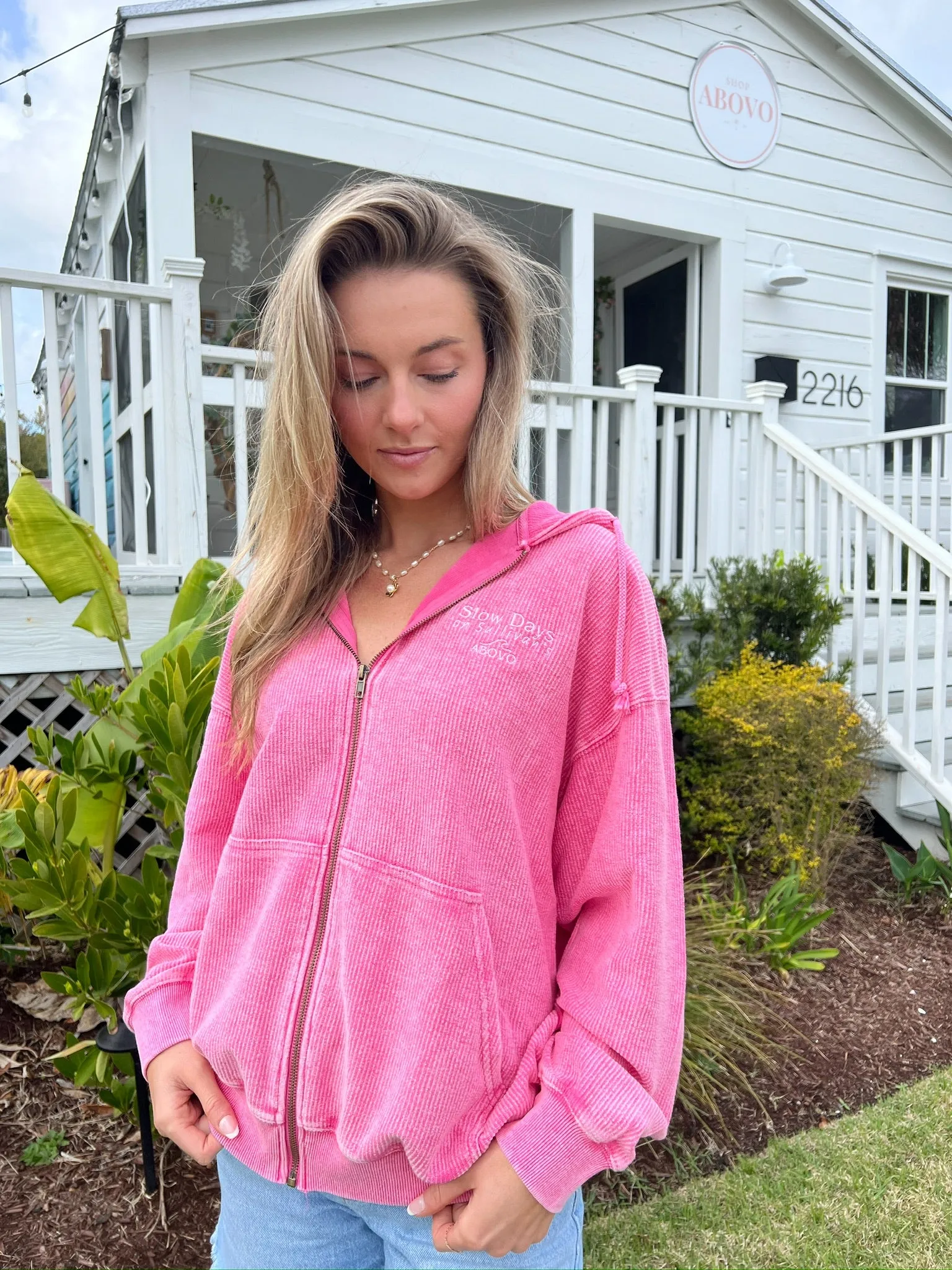 Slow Days Zip Up Pink