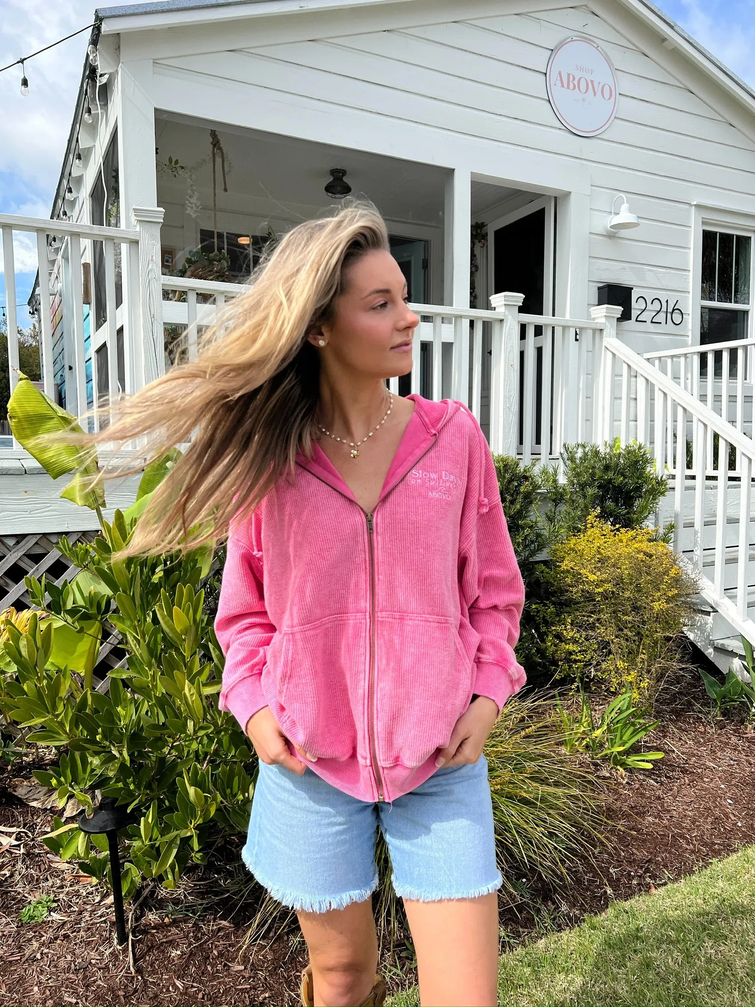 Slow Days Zip Up Pink