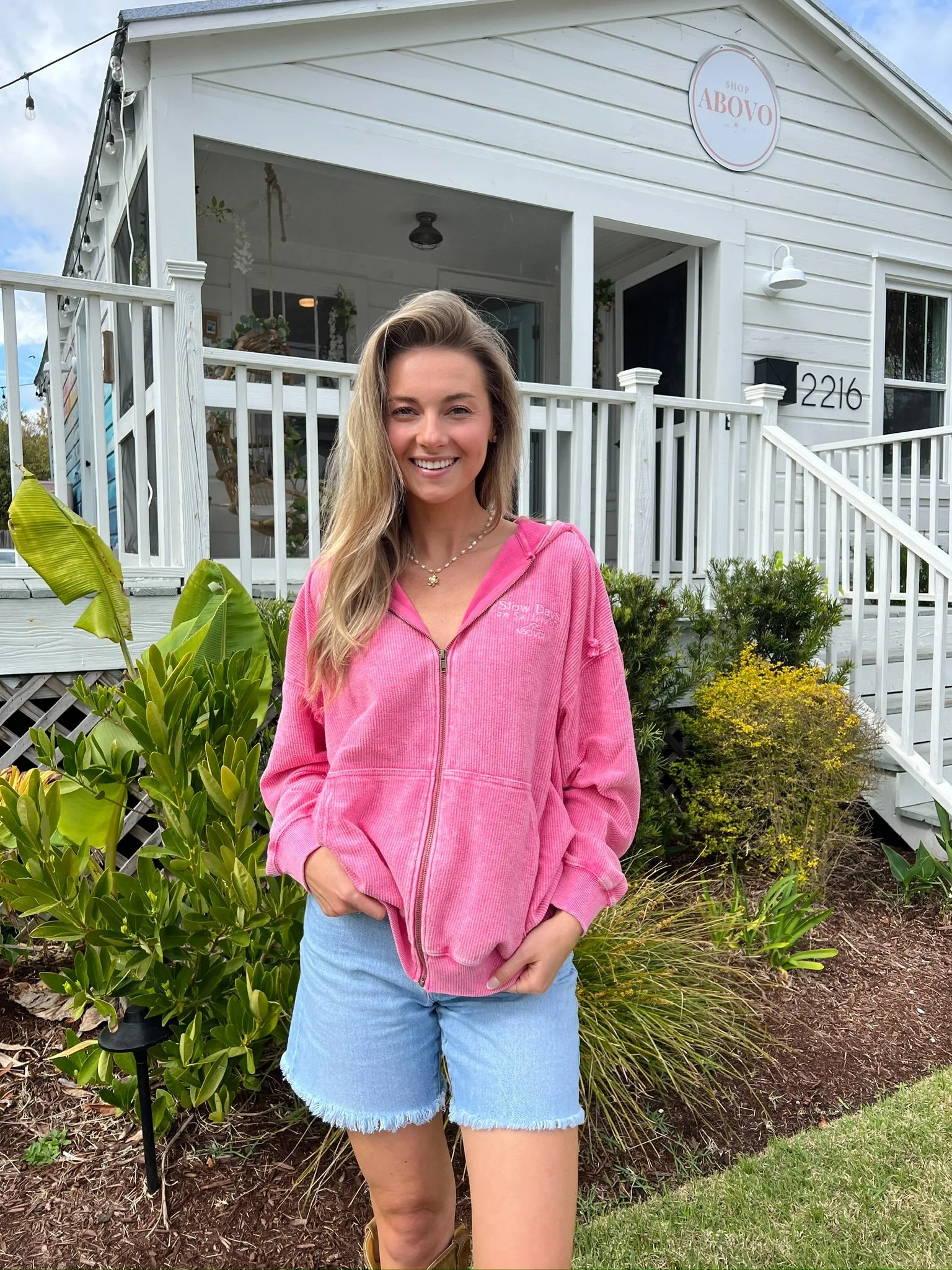 Slow Days Zip Up Pink