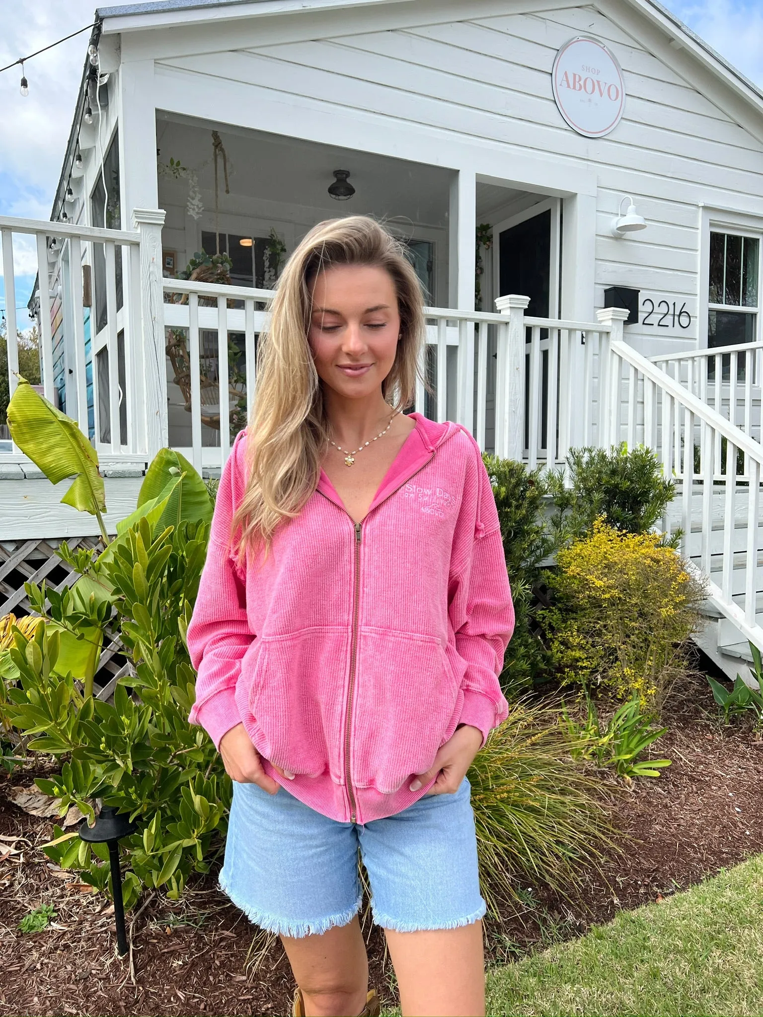 Slow Days Zip Up Pink