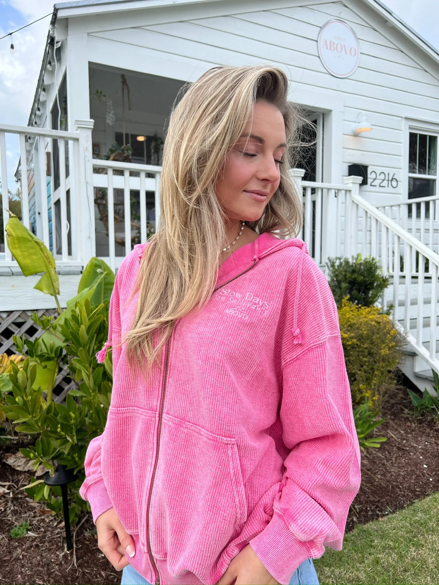 Slow Days Zip Up Pink