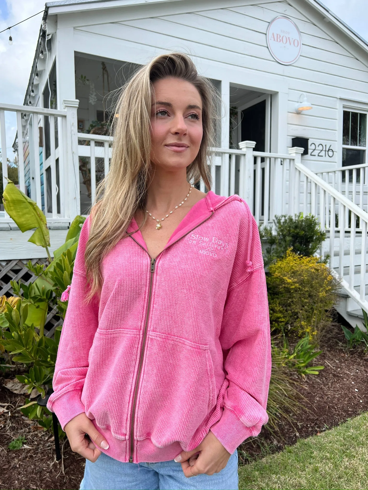 Slow Days Zip Up Pink