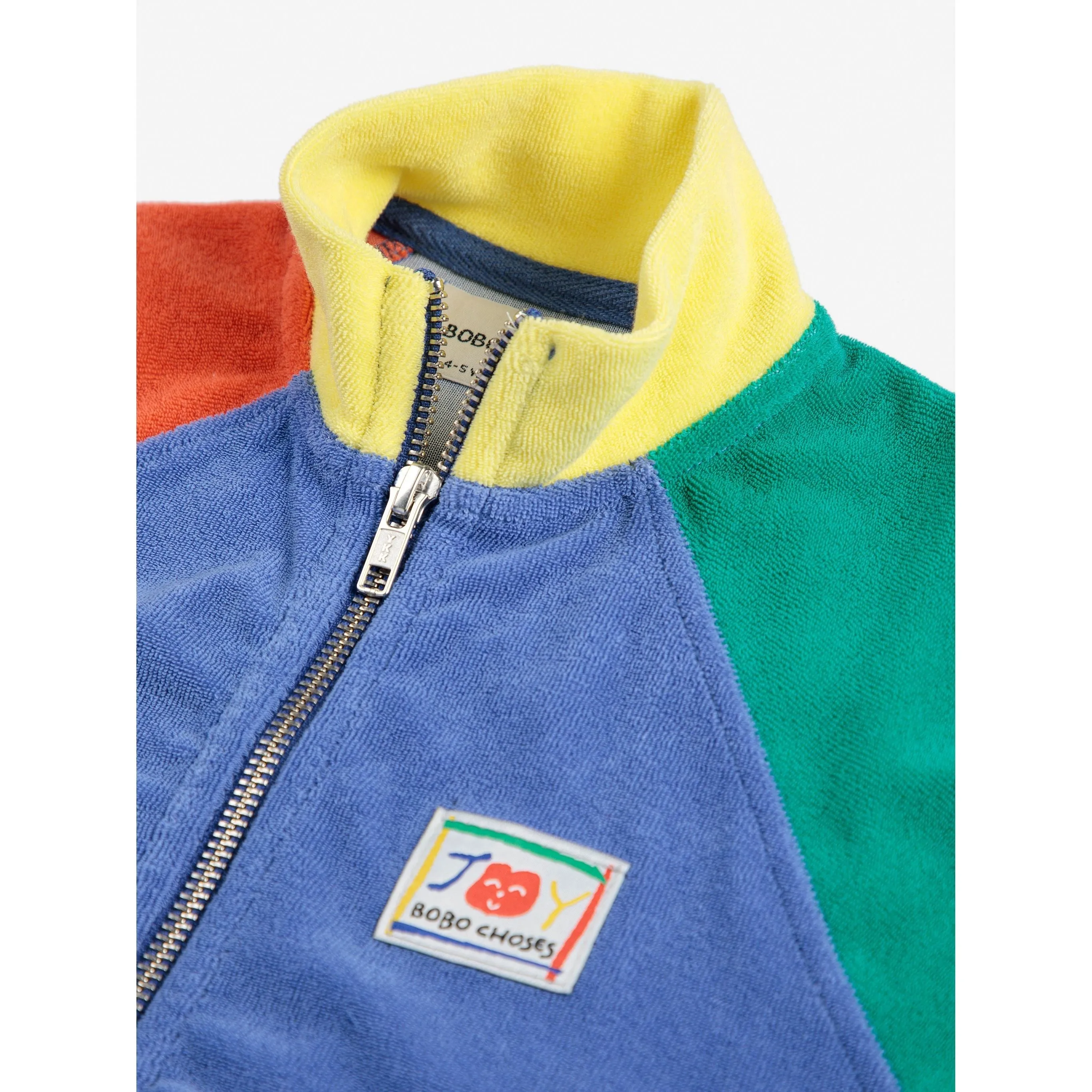 Smiling Color Block Terry Cloth Zipped Sweatshirt
