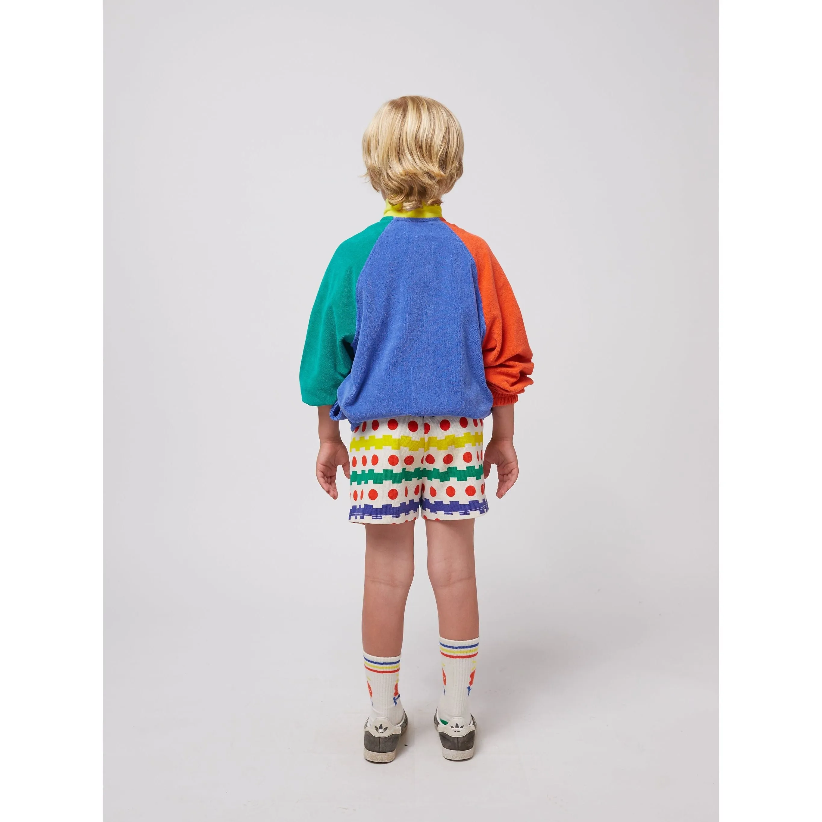 Smiling Color Block Terry Cloth Zipped Sweatshirt