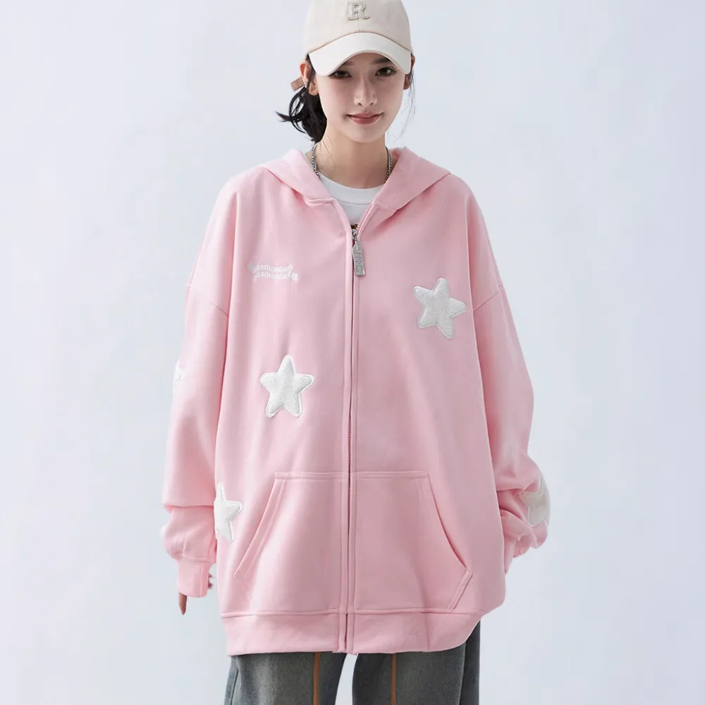 Solid Color 3D Stars Hoodie