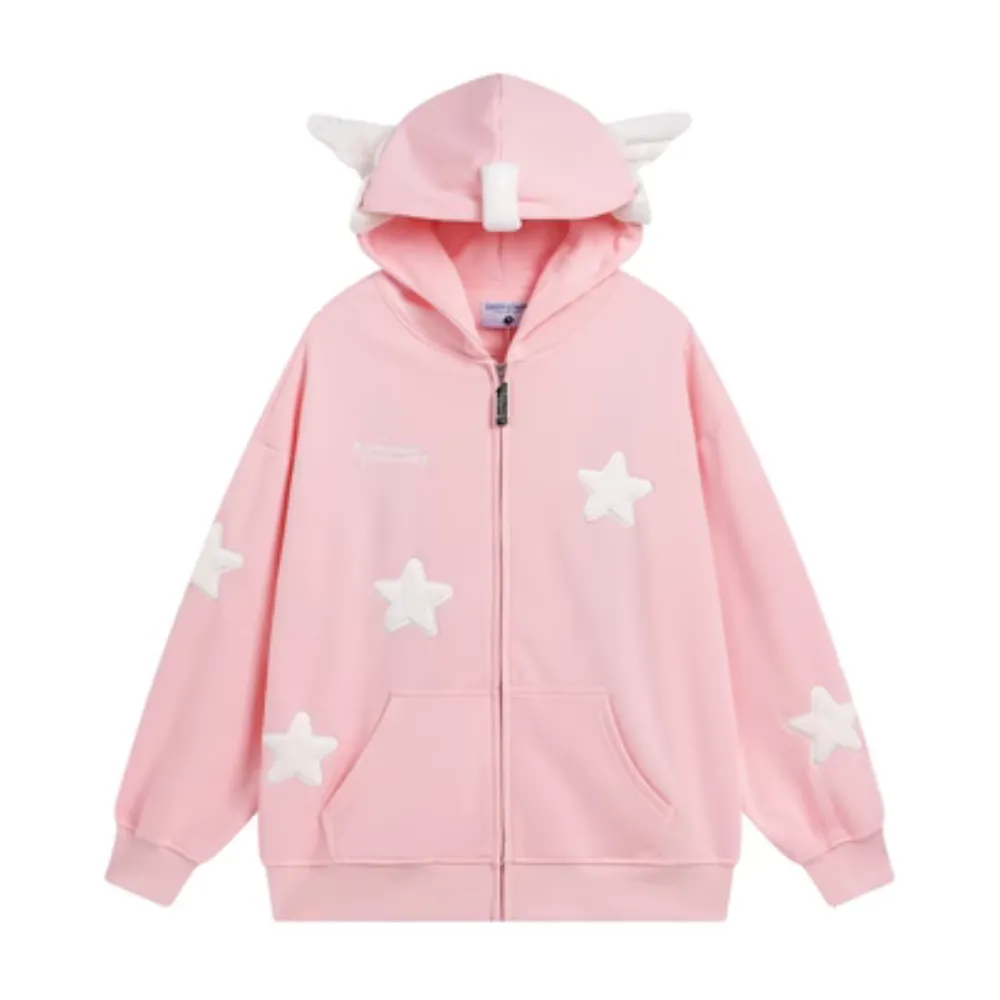 Solid Color 3D Stars Hoodie