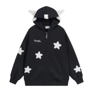 Solid Color 3D Stars Hoodie