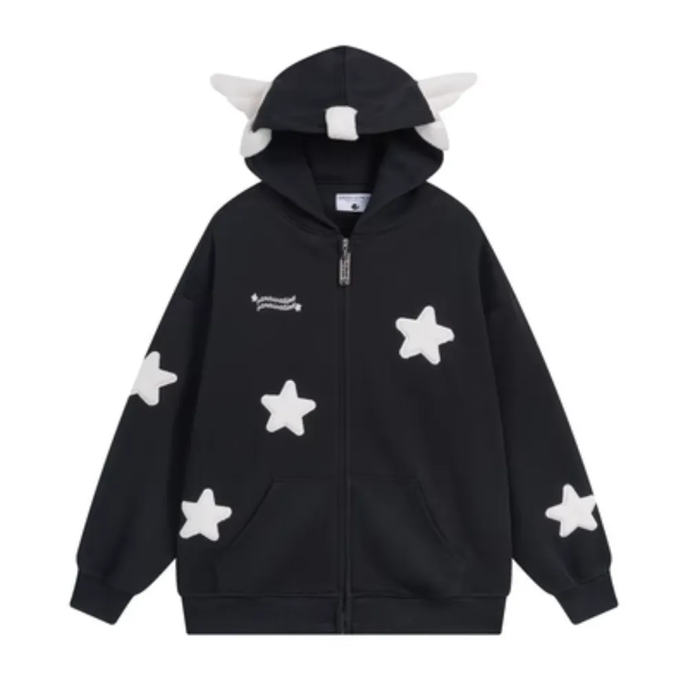 Solid Color 3D Stars Hoodie