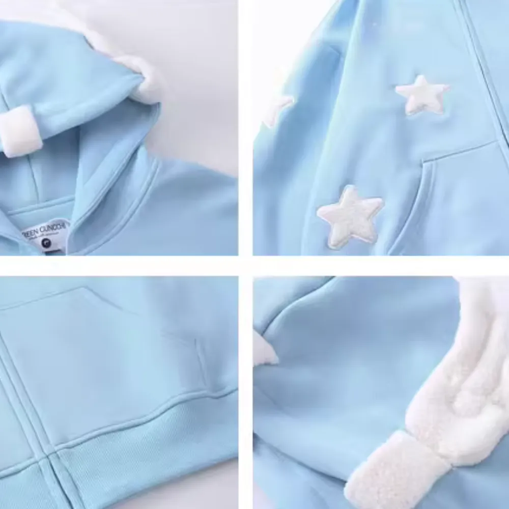 Solid Color 3D Stars Hoodie