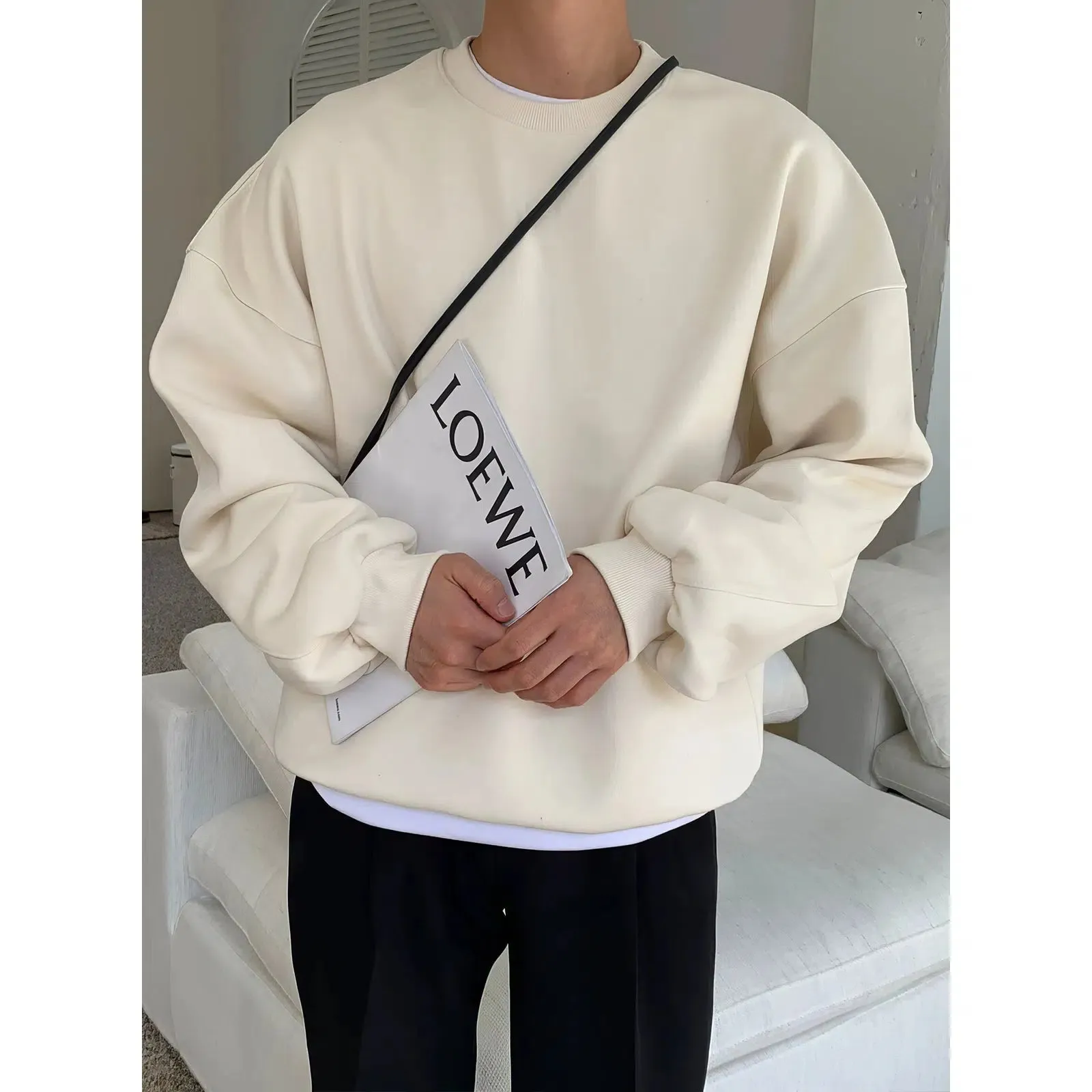 Solid Color Round Neck Sweatshirt