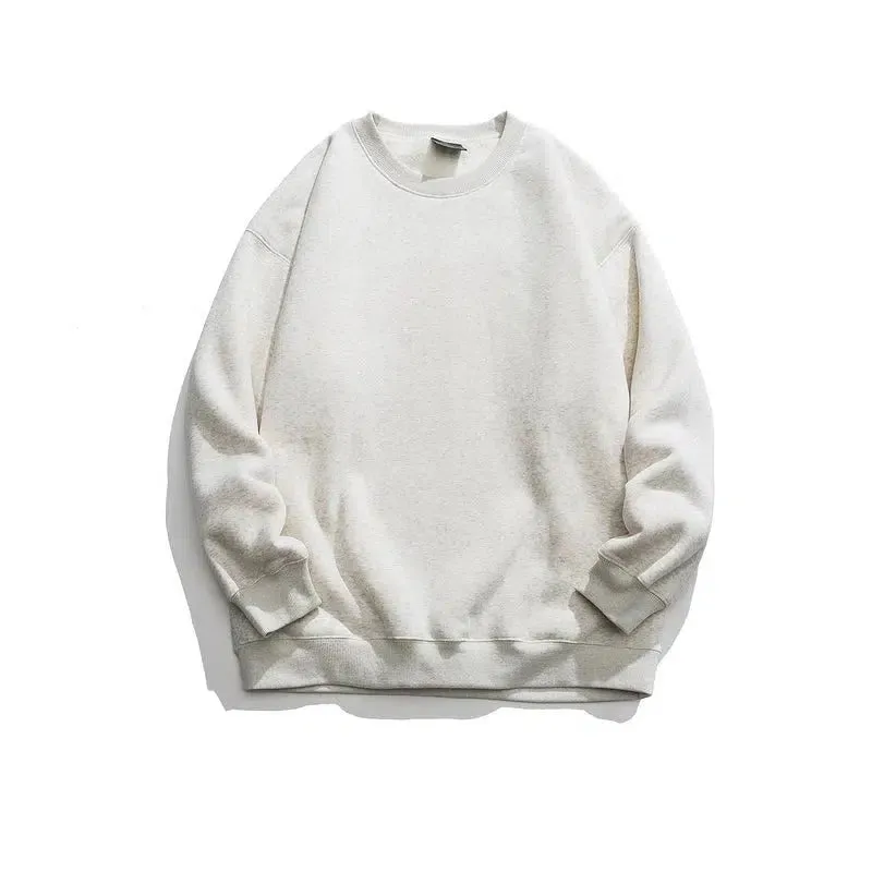 Solid Color Velvet Round Neck Sweatshirt