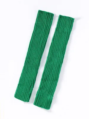 Solid Long Fingerless Gloves - Green - FD ⚡