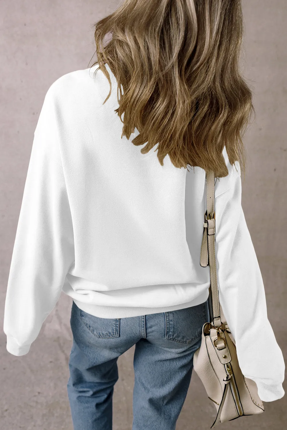 Solid Loose Fleece Sweatshirt