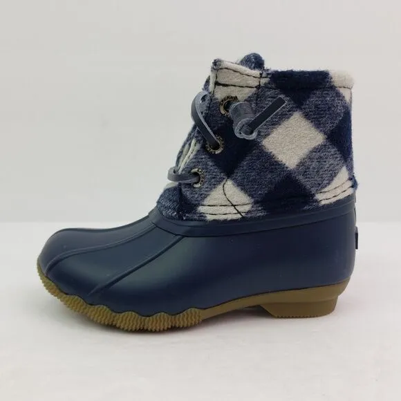 Sperry Top Sider Saltwater Toddler Size 8 Blue Plaid Wool Waterproof Duck Boots