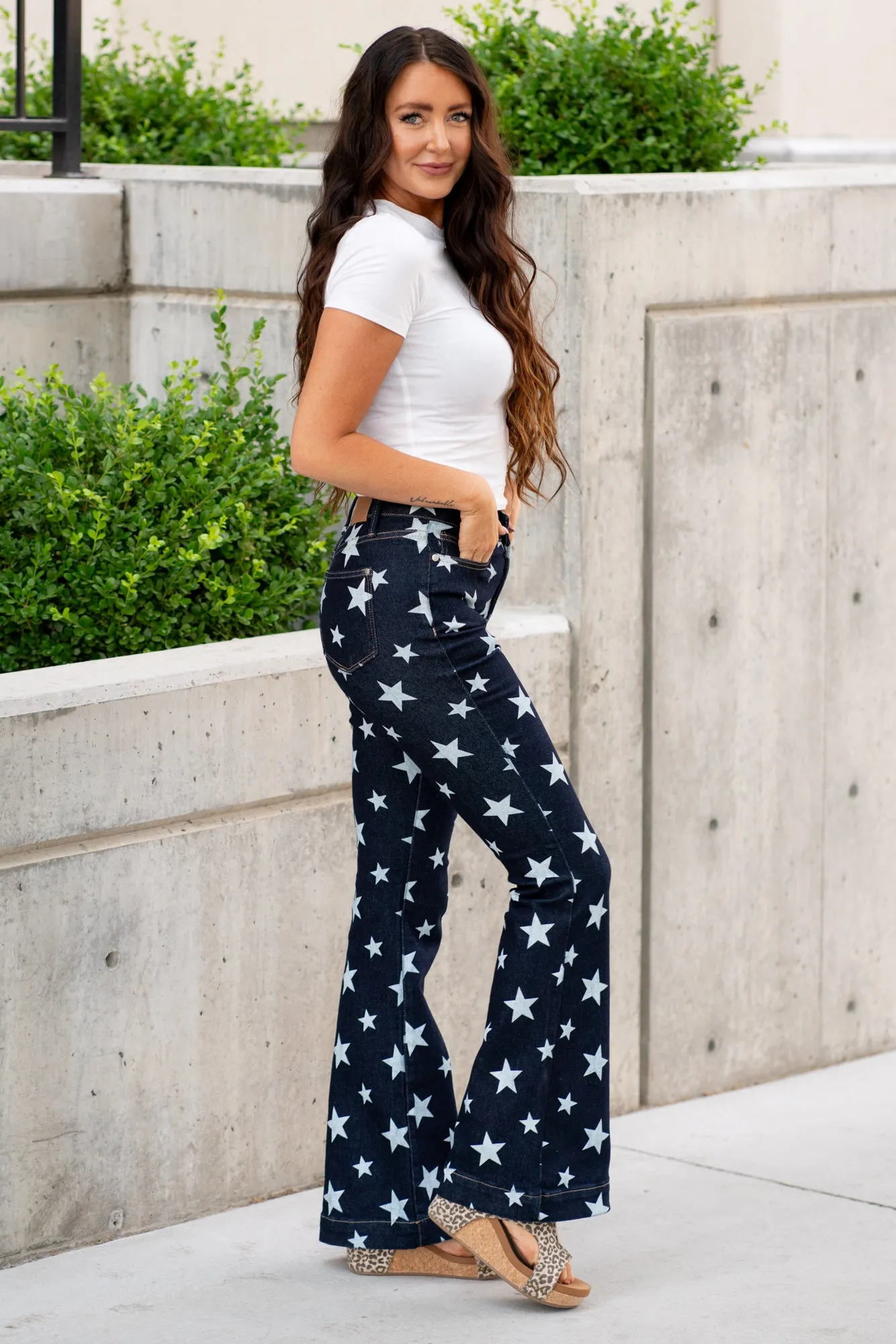 Stars All Over High Rise Flare