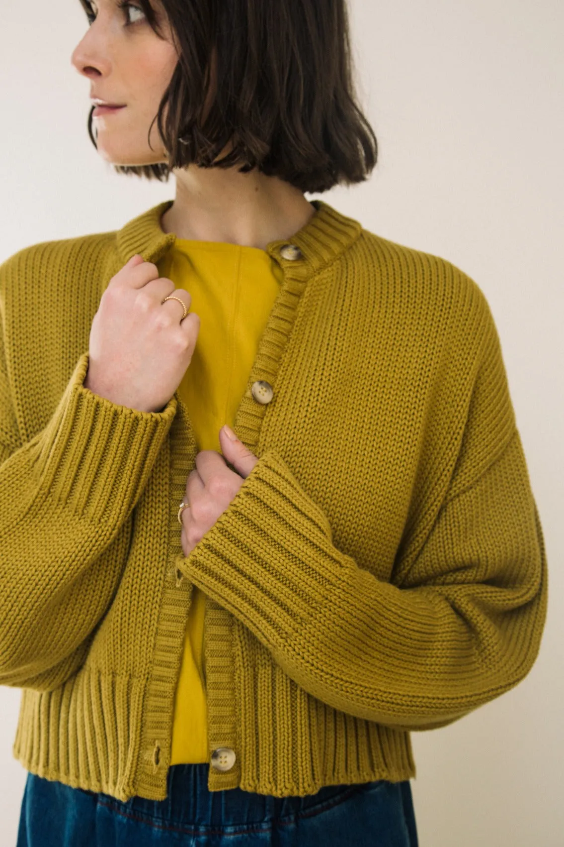 Sugi Organic Cotton Cardigan in Chartreuse