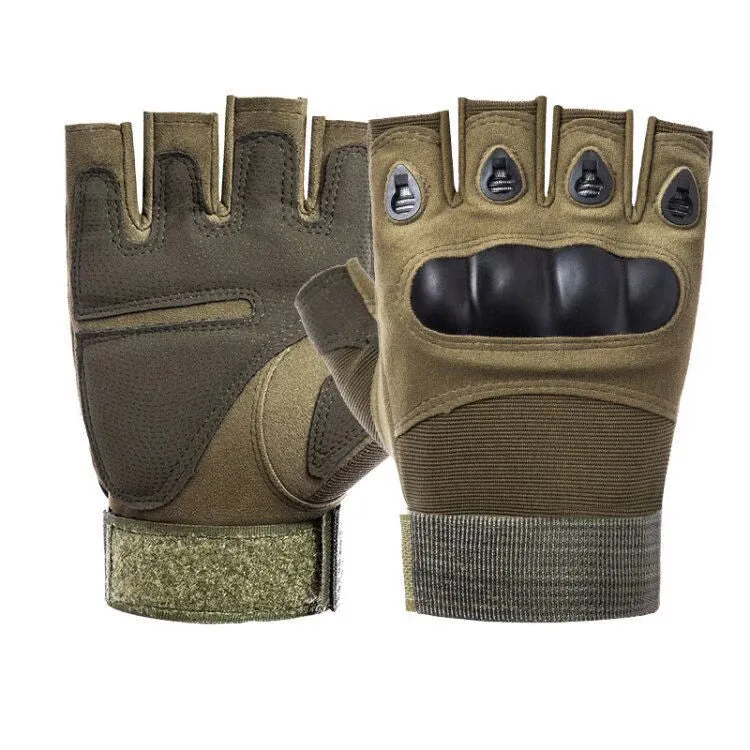 Tactical Hard Knuckle Half Finger Gloves - Men's Army Military Combat Hunting Shooting Airsoft Paintball Police Duty