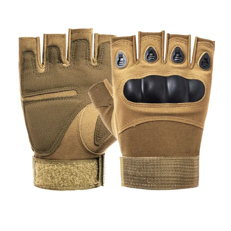 Tactical Hard Knuckle Half Finger Gloves - Men's Army Military Combat Hunting Shooting Airsoft Paintball Police Duty