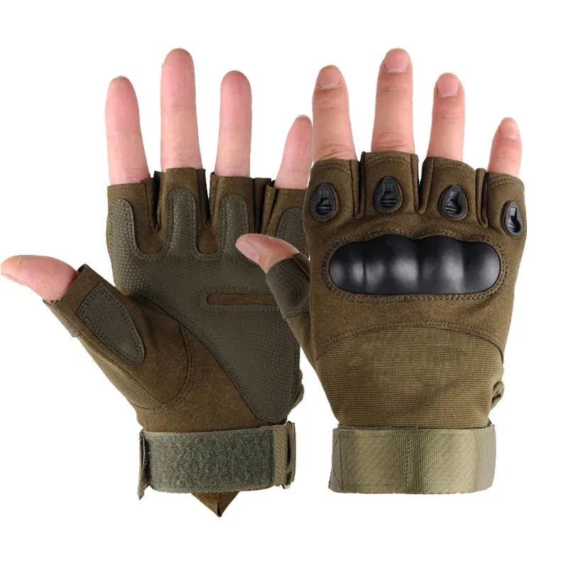 Tactical Hard Knuckle Half Finger Gloves - Men's Army Military Combat Hunting Shooting Airsoft Paintball Police Duty