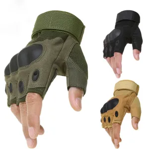 Tactical Hard Knuckle Half Finger Gloves - Men's Army Military Combat Hunting Shooting Airsoft Paintball Police Duty