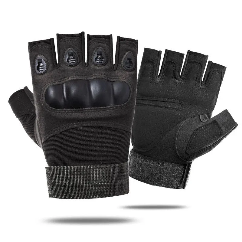 Tactical Hard Knuckle Half Finger Gloves - Men's Army Military Combat Hunting Shooting Airsoft Paintball Police Duty