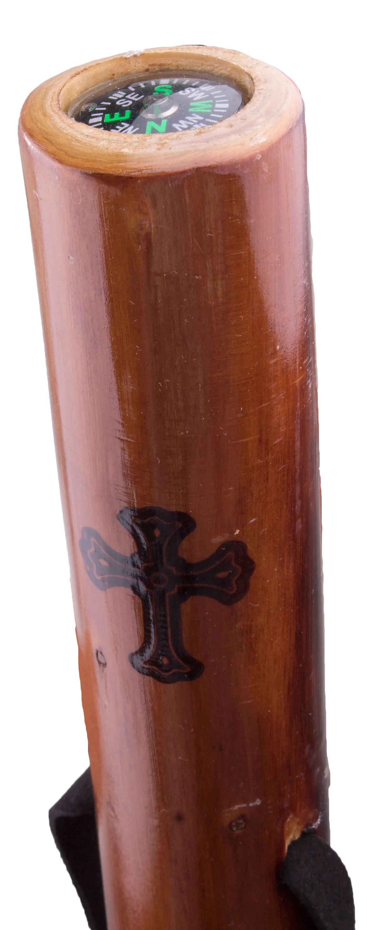 Take A Hike Wooden Walking Stick with Compass and Pouch - Cross