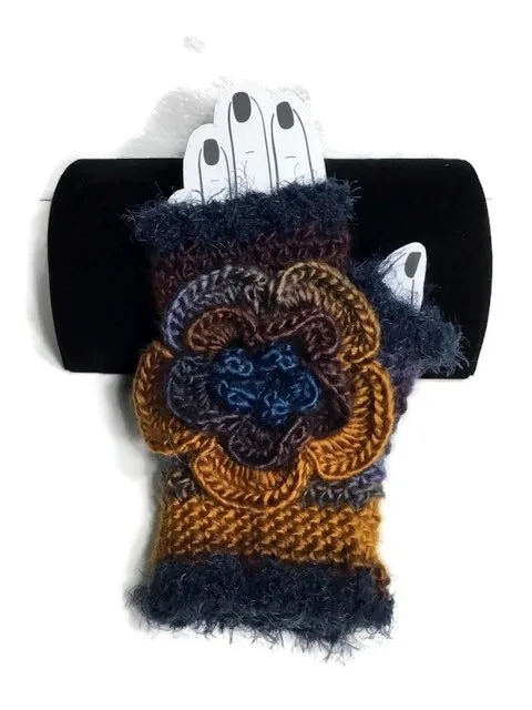 THE BLUE ANDES  FINGERLESS GLOVES, crochet fingerless gloves, woman's size, stocking stuffer, Christmas gift, Gift for her,