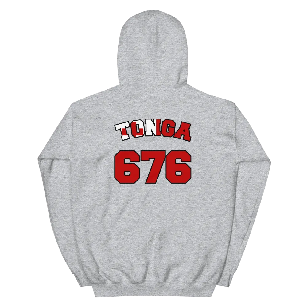 Tonga 676 - Flag with Black Border (front/back) *ADULT HOODIE*