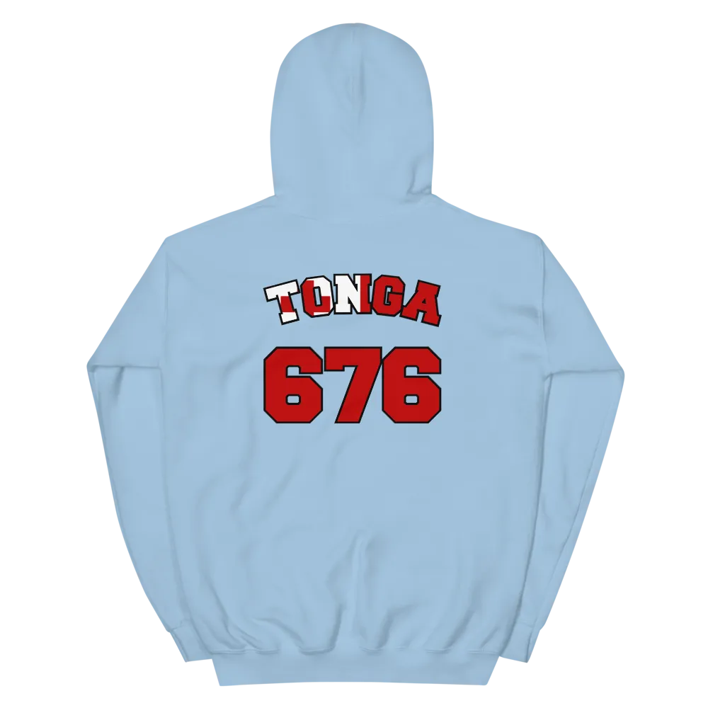 Tonga 676 - Flag with Black Border (front/back) *ADULT HOODIE*