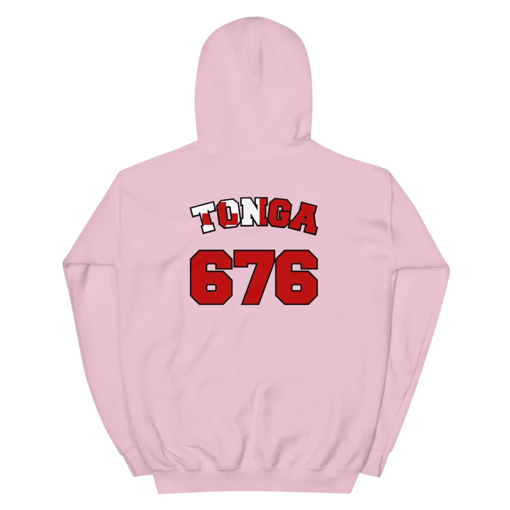 Tonga 676 - Flag with Black Border (front/back) *ADULT HOODIE*