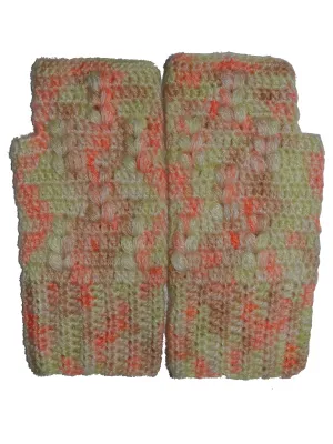 Unique and Beautiful Woollen Leaf Design Multicolour Handmade Fingerless Gloves