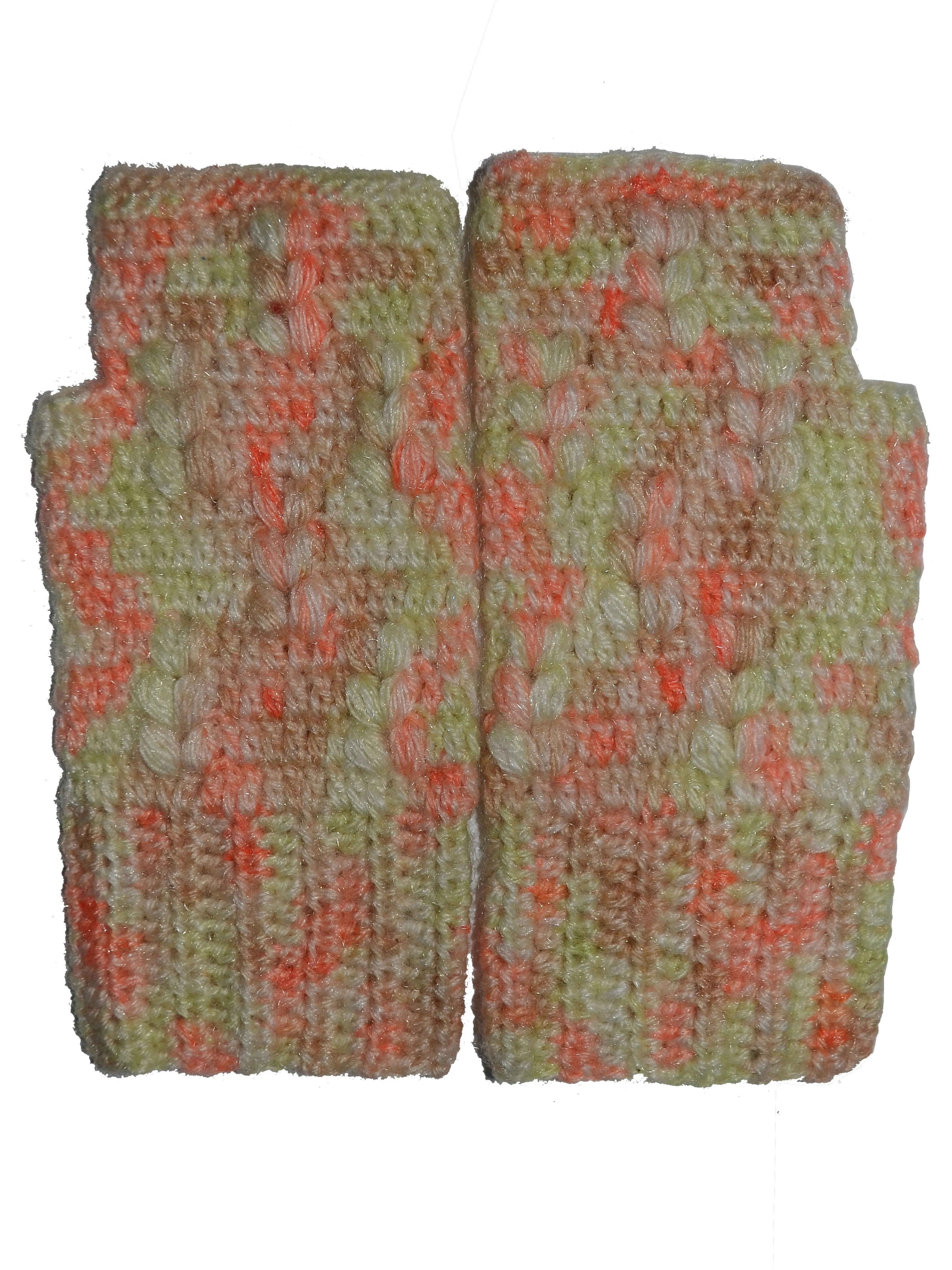 Unique and Beautiful Woollen Leaf Design Multicolour Handmade Fingerless Gloves