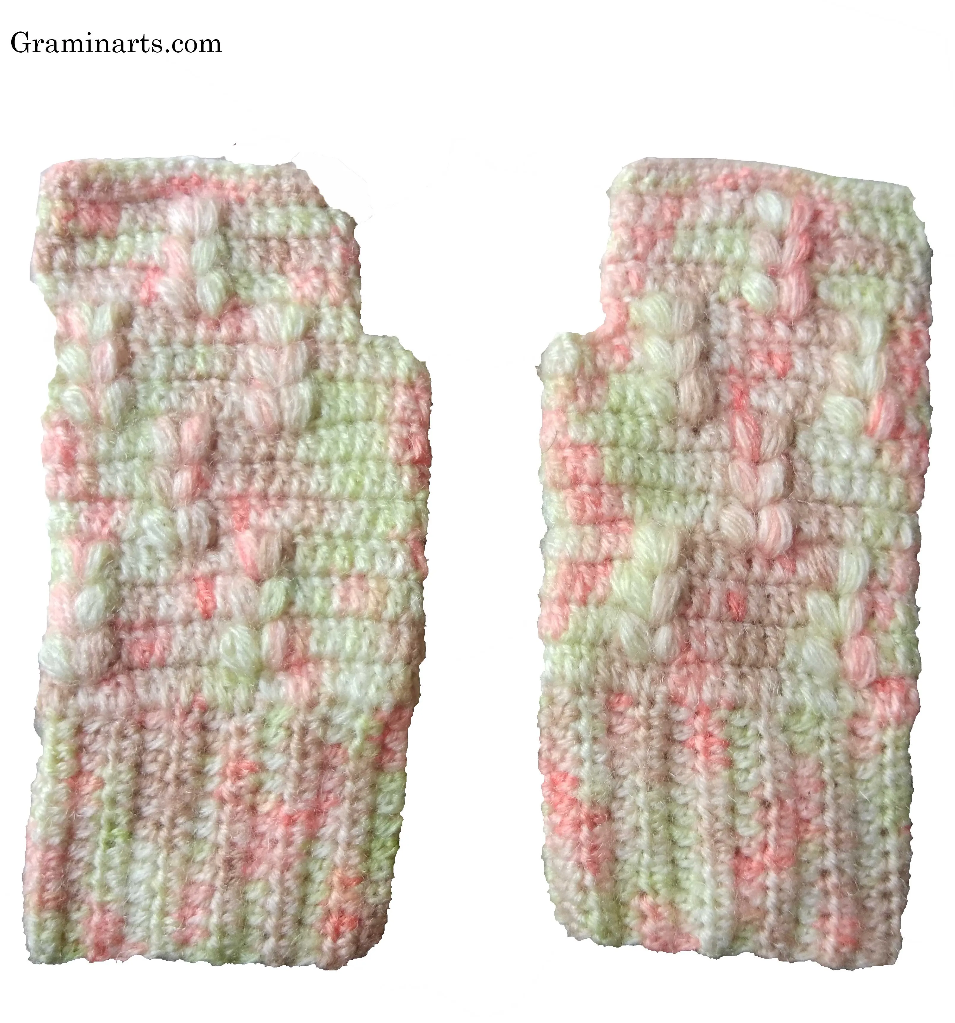 Unique and Beautiful Woollen Leaf Design Multicolour Handmade Fingerless Gloves