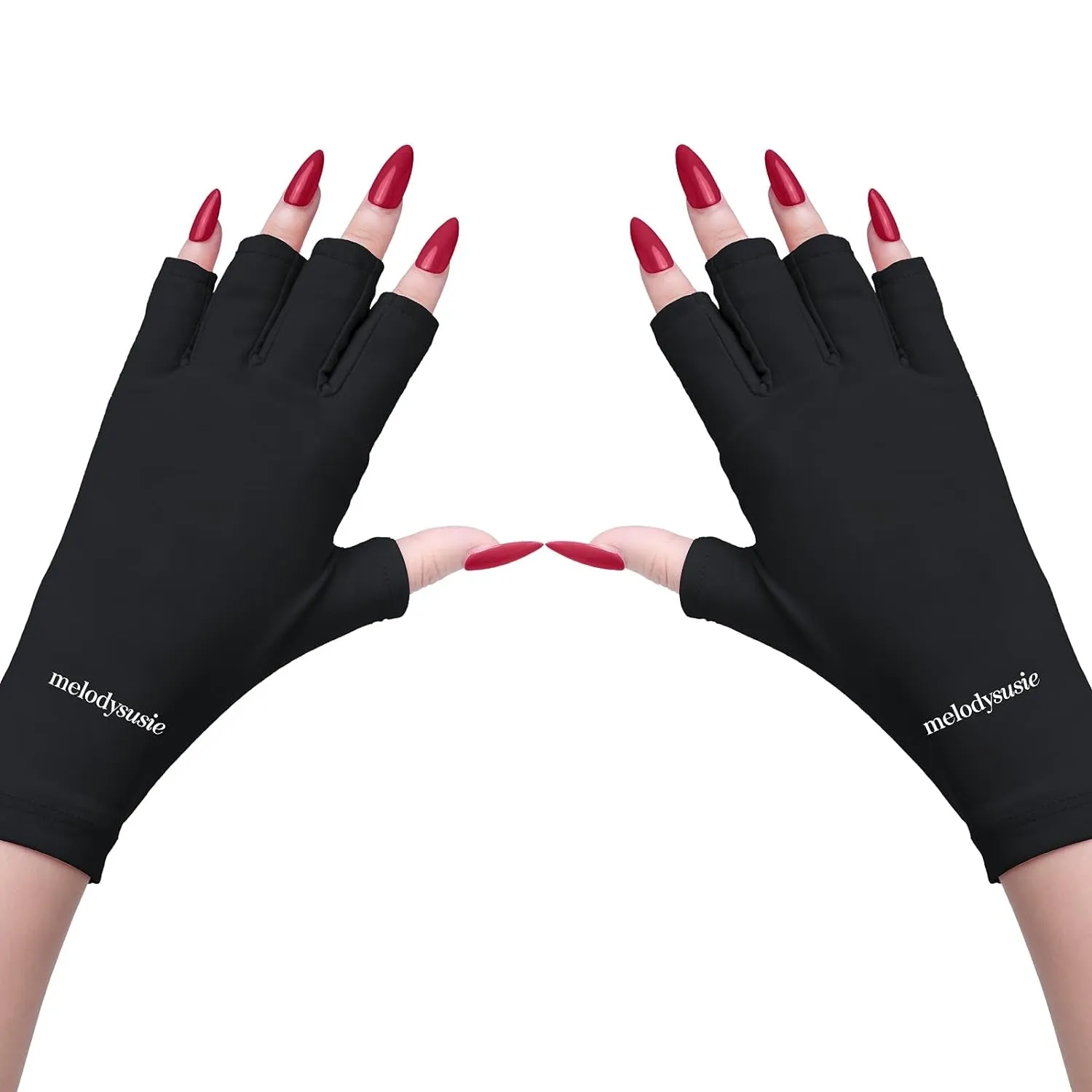 UV Gloves for Gel Nail Lamp, Professional UPF50  UV Protection Gloves for Manicures, Art Skin Care Fingerless Glove for Women Men Protect Hands from Sun and Nail Dryer Harm (Black)