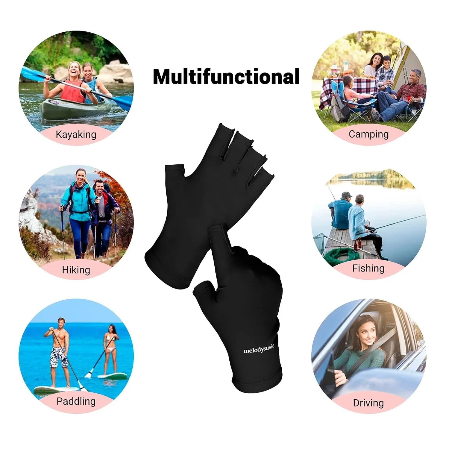 UV Gloves for Gel Nail Lamp, Professional UPF50  UV Protection Gloves for Manicures, Art Skin Care Fingerless Glove for Women Men Protect Hands from Sun and Nail Dryer Harm (Black)